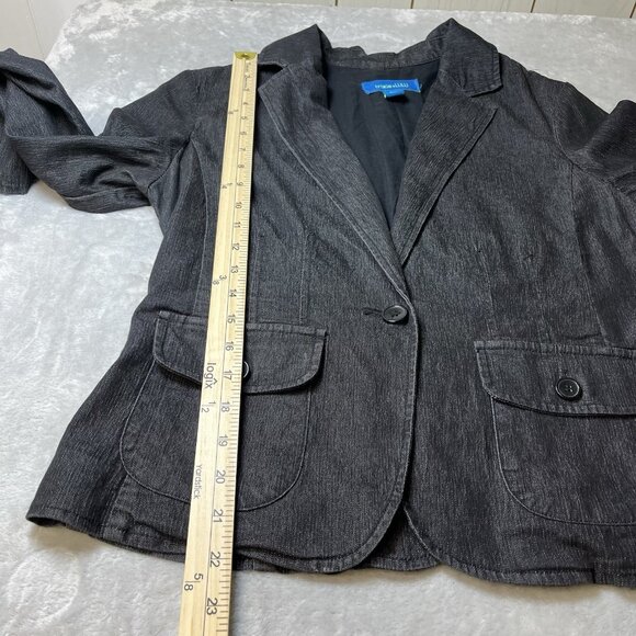 Trixi + Lulu Women's Denim Blazer Size Medium Jacket Dark Academia Preppy Career - Picture 6 of 7